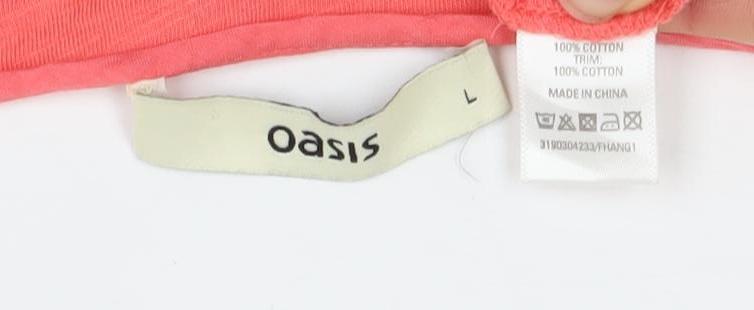 Oasis Women's Pink Cotton Scoop Neck Short Sleeve T-Shirt L