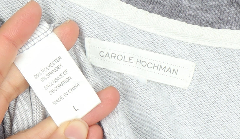 Carole Hochman Women’s Grey Long Sleeve Henley Jersey Top Size L