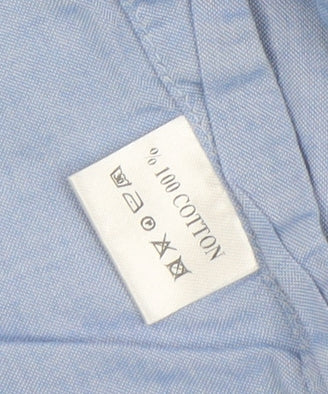 Benetti Men's Blue Cotton Short Sleeve Button-Up Shirt XL Comfort Fit