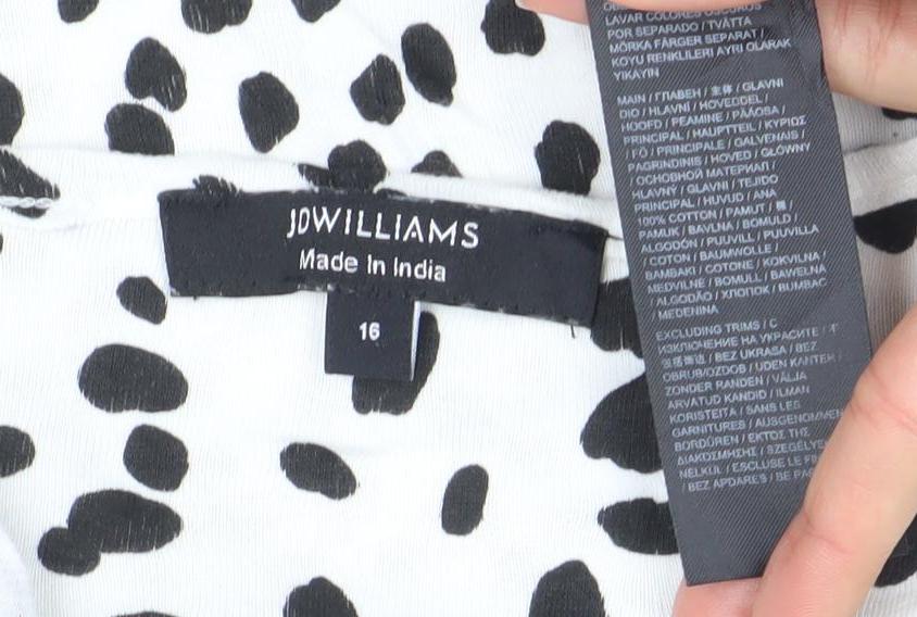 Joules Womens White Black Animal Print Jersey Top Size 16 3/4 Sleeve