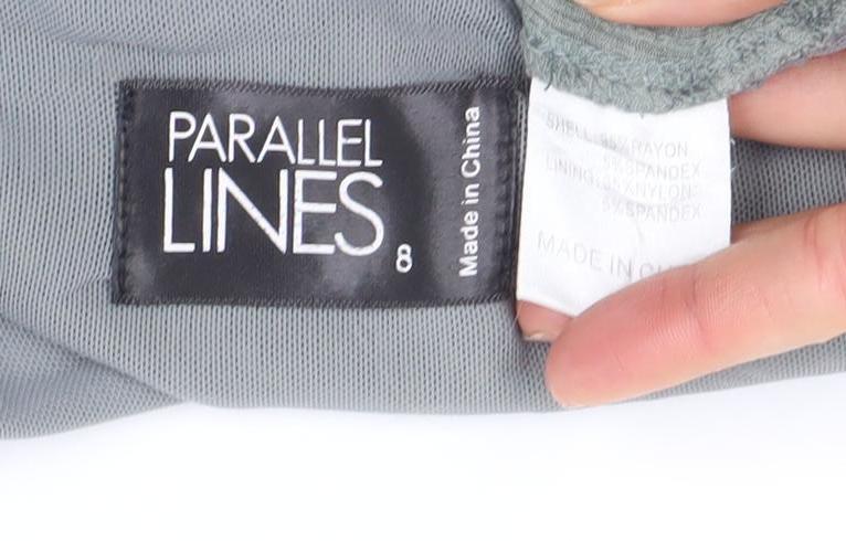 Parallel Lines Women's Green Cropped Long Sleeve Square Neck Top Size 8