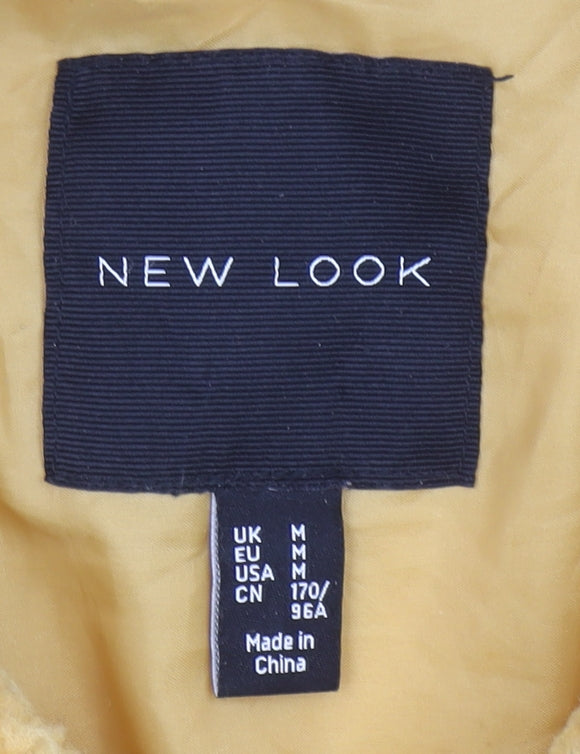 New Look Women Yellow Fleece Bomber Jacket Size M Zip Up Casual
