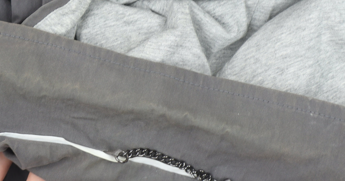 Mint Velvet Women Grey Size 12 Long Hooded Parka Jacket