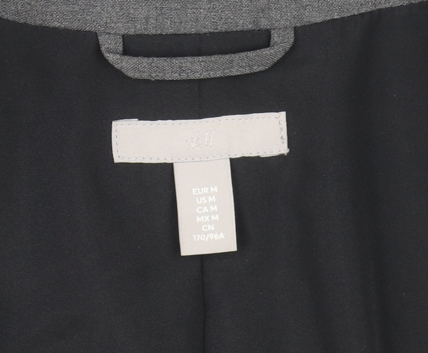 H&M Men’s Grey Blazer Jacket Size M Regular Fit Polyester Mix