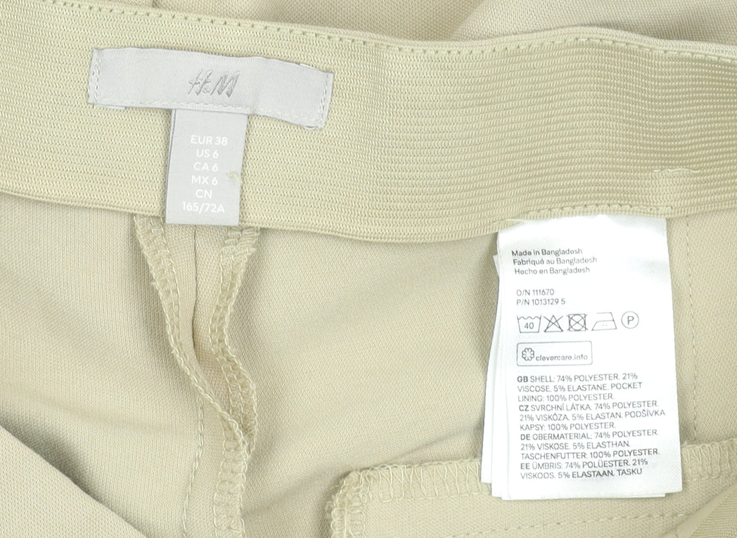 H&M Women’s Beige Chino Trousers Size 12 Regular Fit Stretch