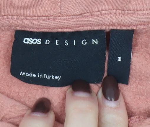ASOS DESIGN Men's Pink Pullover Hoodie Size M Fleece Casual