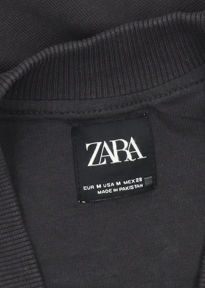 Zara Women Black Cotton Blend Varsity Jacket Size 12