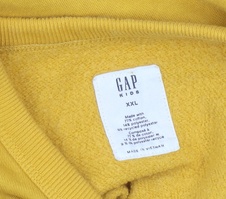 Gap Boys Yellow Logo Pullover Sweatshirt XXL (14-15 Years) Fleece Cotton Blend