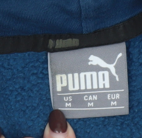 Puma Men's Blue Pullover Hoodie Size M Fleece Logo Sportswear