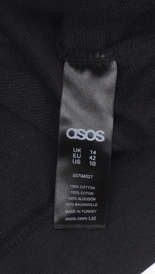 ASOS Womens Black Graphic Print Pullover Sweatshirt UK 14