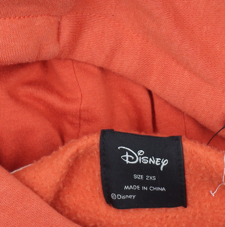 Disney Women’s Orange Mickey Mouse Hooded Pullover Sweatshirt 2XS