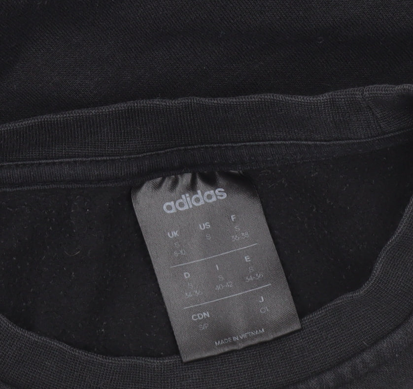 Adidas Boys Black Crew Neck Pullover Sweatshirt 9-10 Years Logo Fleece Top
