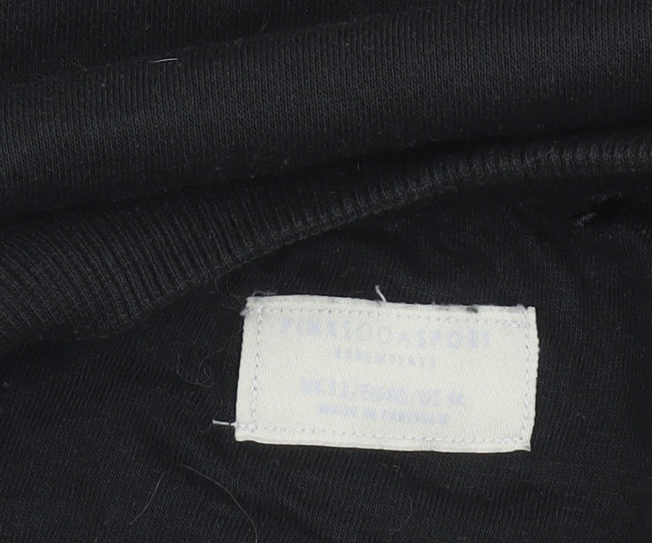 Pink Soda Black Cropped Sweatshirt Women M Drawstring Hem Cotton Blend