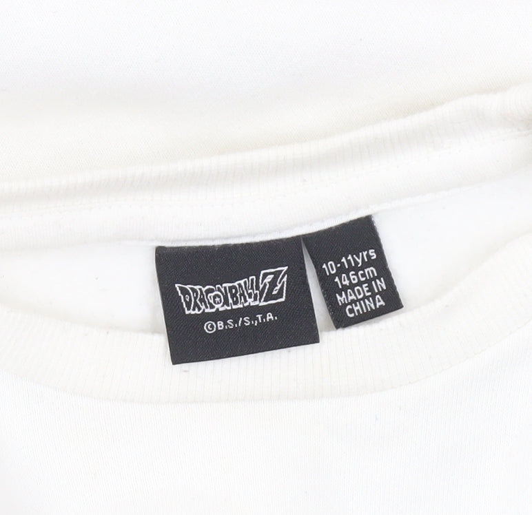 Dragon Ball Z Boys White Sweatshirt 10-11 Years Anime Graphic Pullover