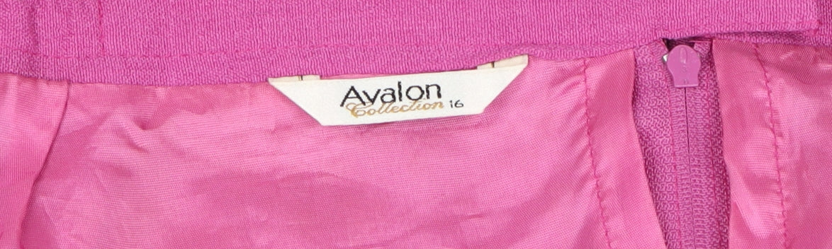 Avalon Collection Women Pink Flare Midi Skirt Size 16 Polyester