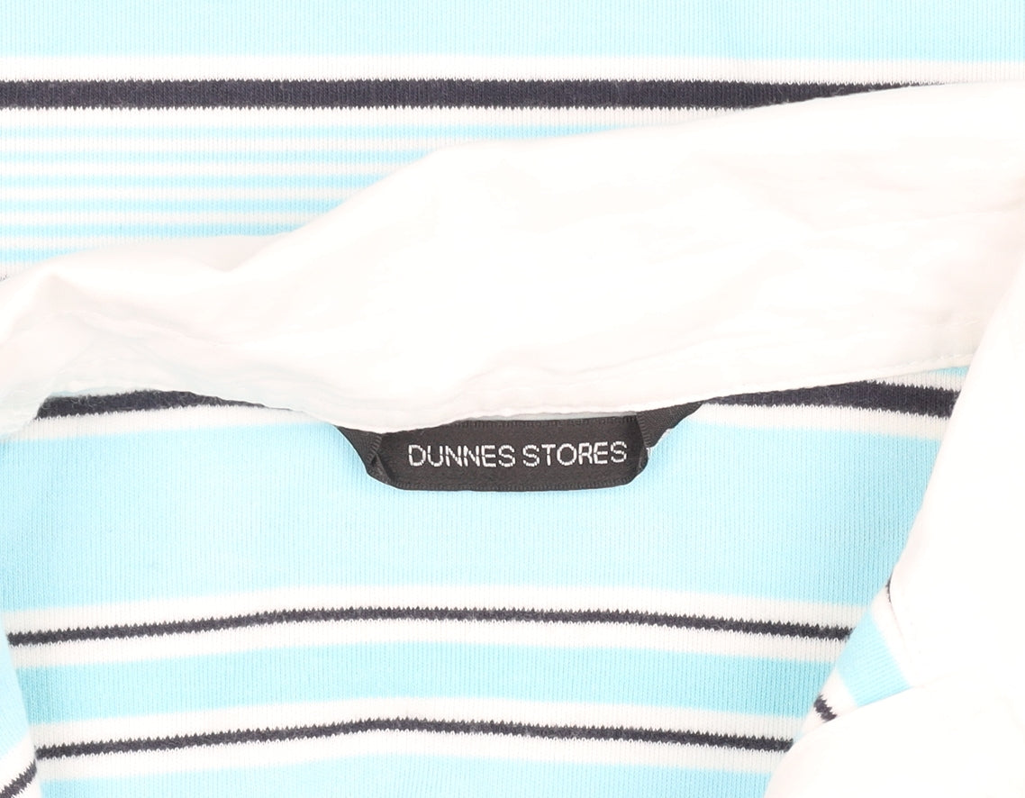 Dunnes Women Blue Striped Cotton Polo Top Size 10-12