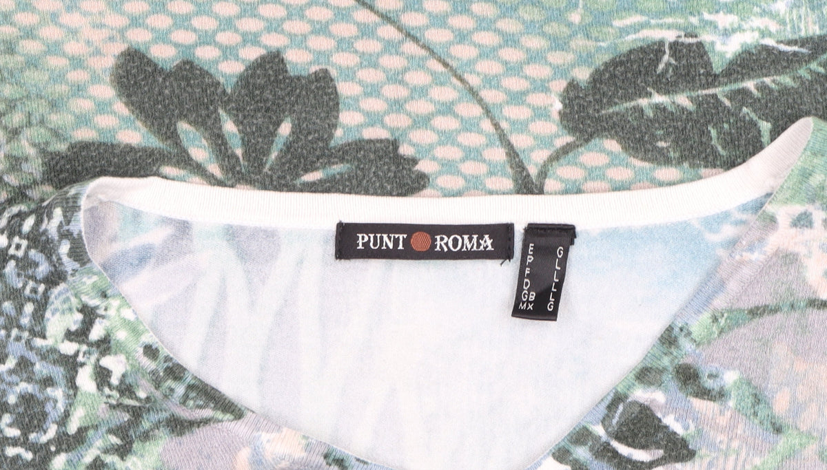 Punt Roma Women's Multicoloured Floral V-Neck Long Sleeve Blouse L
