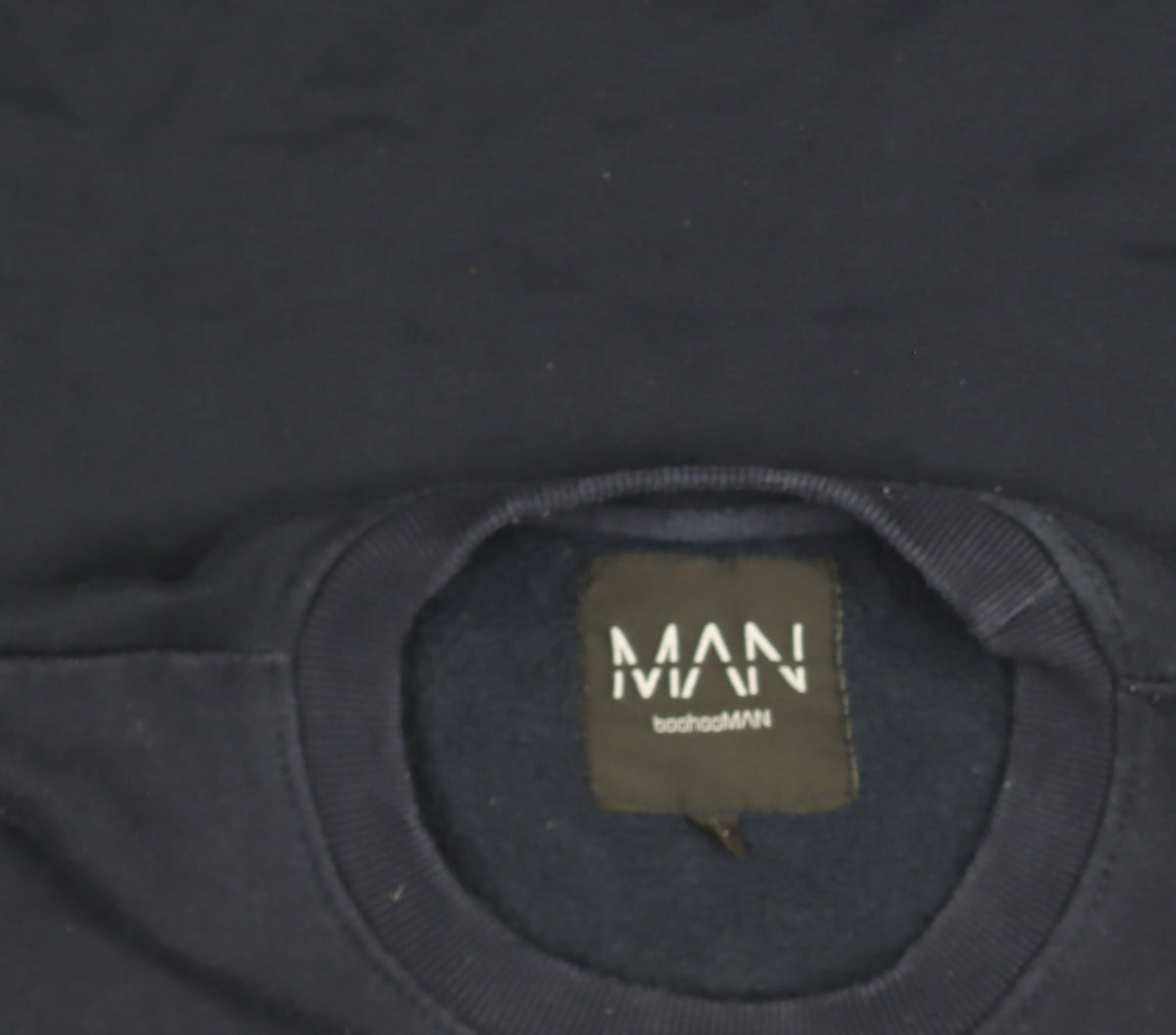 boohooMAN Men’s Navy & Red Crew Neck Embroidered Logo Sweatshirt Size M