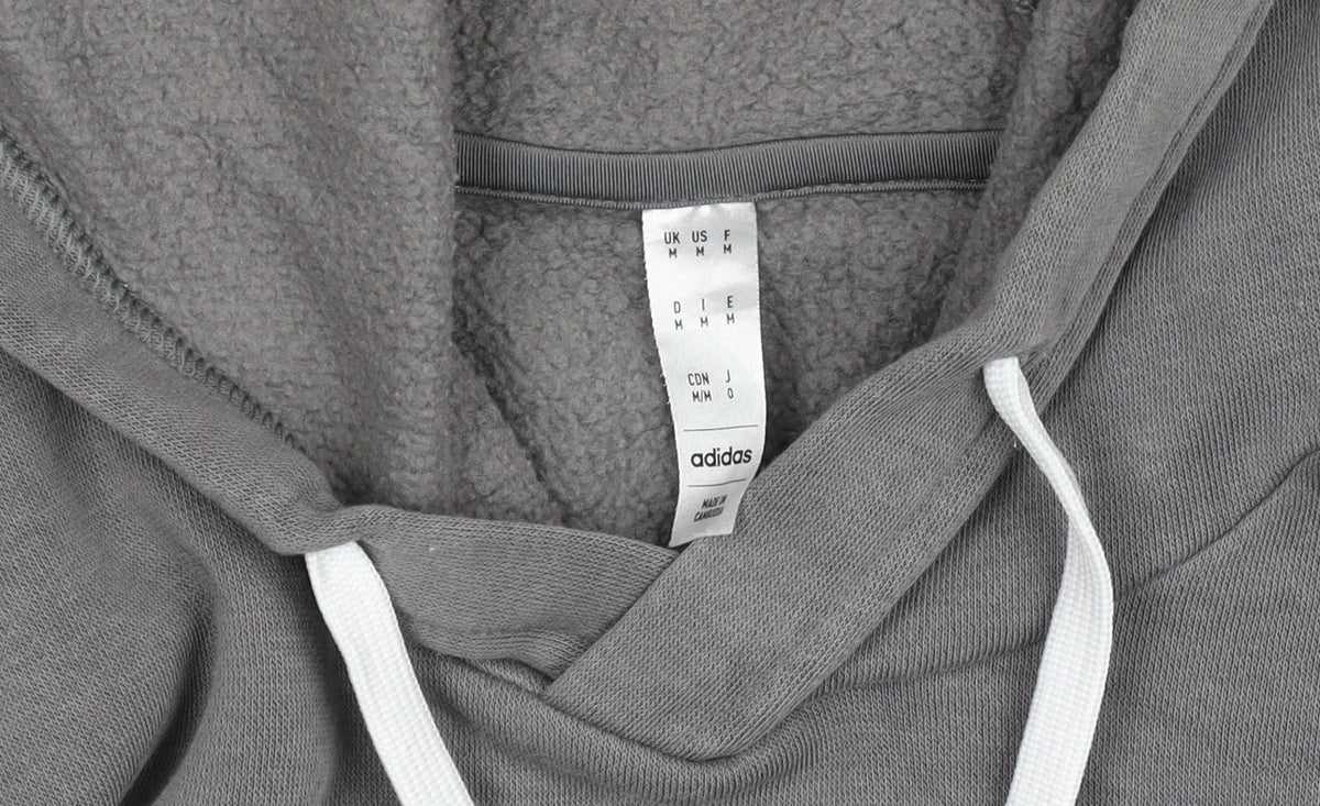 Adidas Mens Grey Pullover Hoodie M Regular Fit Sports Sweatshirt