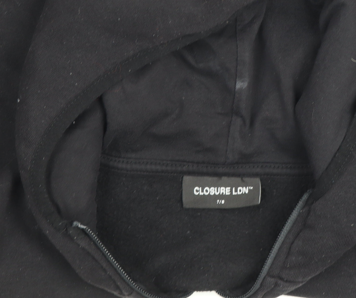 Closure London Boys Black Full Zip Hoodie 7-8 Years Fleece Lined