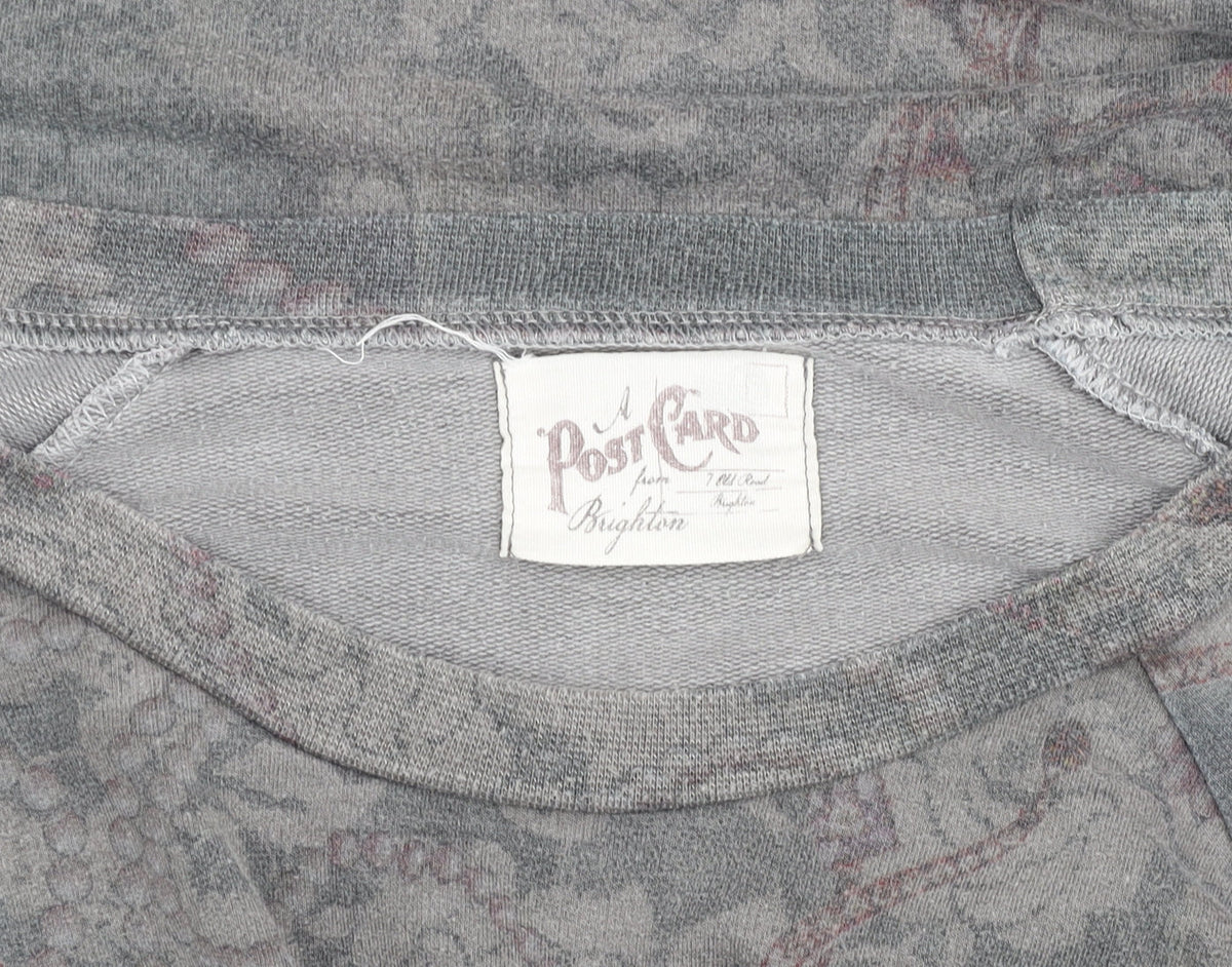 A Postcard from Brighton Grey Floral Zip Pullover Sweatshirt Size L