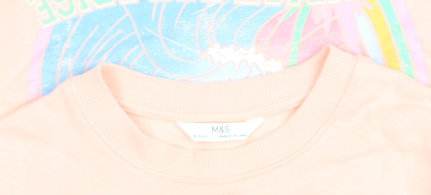 Marks & Spencer Girls Pink Graphic Pullover Sweatshirt 9-10 Years