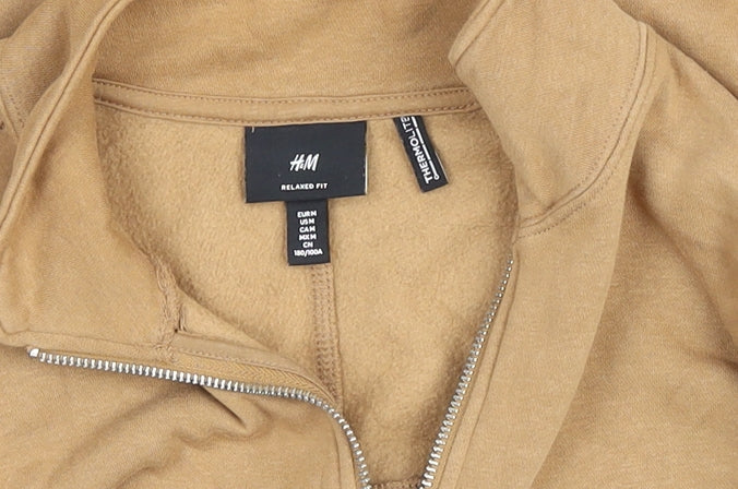H&M Men’s Beige Relaxed Fit 1/2 Zip Fleece Sweatshirt M