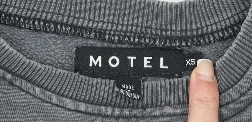 Motel Womens Grey Angel Graphic Pullover Sweatshirt XS