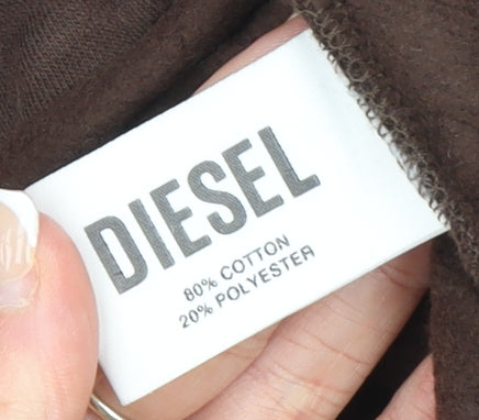 Diesel Women's Brown Cropped Crew Neck Sweatshirt M