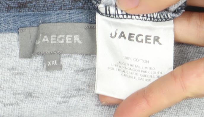 Jaeger Men’s Blue Geometric Cotton Crew Neck Short Sleeve T-Shirt 2XL