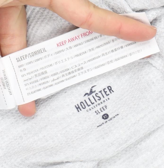 Hollister Womens Grey Long Sleeve Lounge Top XS Regular Fit