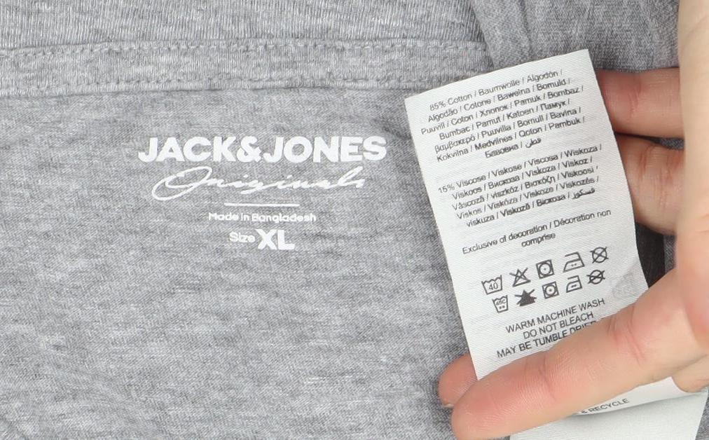 Jack & Jones Men's Grey XL Graphic Print Cotton T-Shirt