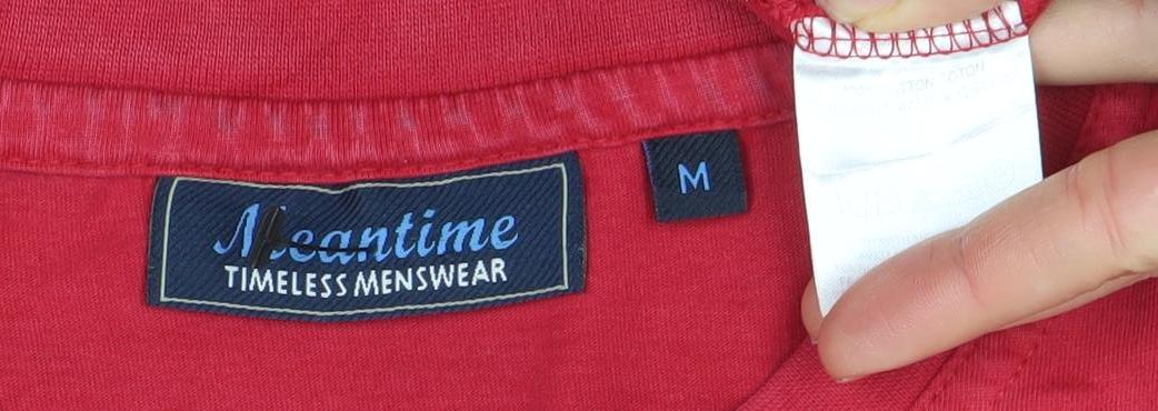 Atlantic Mens Red Crew Neck Short Sleeve Cotton T-Shirt M Regular Fit