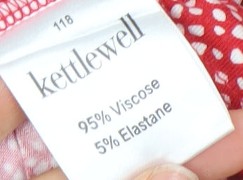 Kettlewell Womens Red Polka Dot Wrap Blouse M 3/4 Sleeve V-Neck