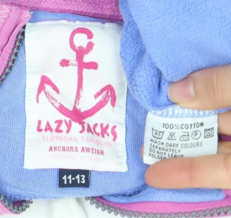 Lazy Jacks Girls Blue 1/2 Zip Nautical Sweatshirt 11-13 Years Cotton