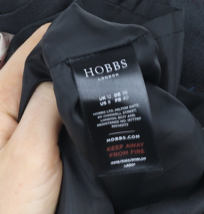 Hobbs Women Black Floral Sheath Dress UK12 Sleeveless Knee Length