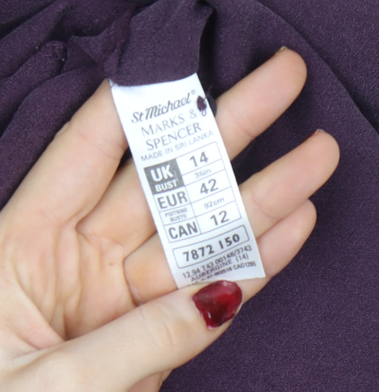 Marks and Spencer Women’s Purple Linen Kimono Blouse UK 14