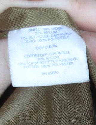 Lands' End Women's Beige Wool Cashmere Blend Mid-Length Pea Coat Size 12 Petite
