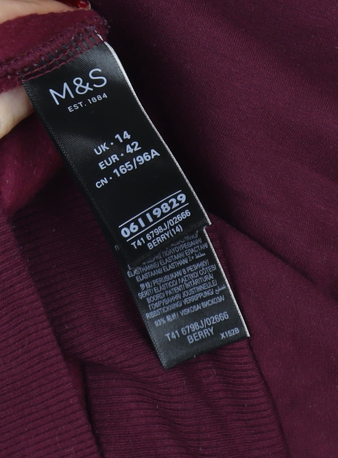 Marks & Spencer Women Berry Sweatshirt UK 14 Cotton Blend Pullover