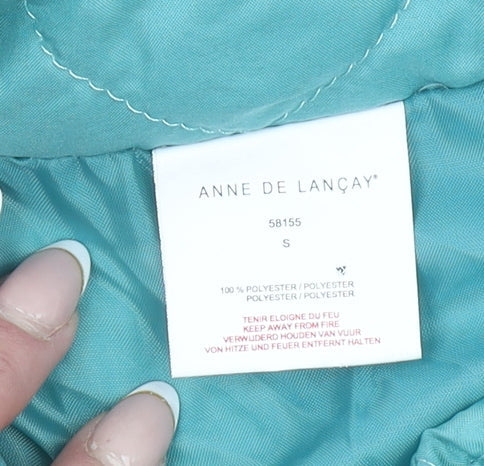 Anne De Lançay Women Blue Quilted Sleeveless Waistcoat Size S