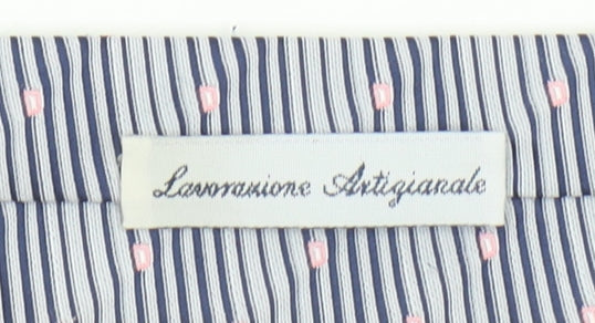 Marco Laurenti Men Blue Striped 100% Silk Handmade Tie