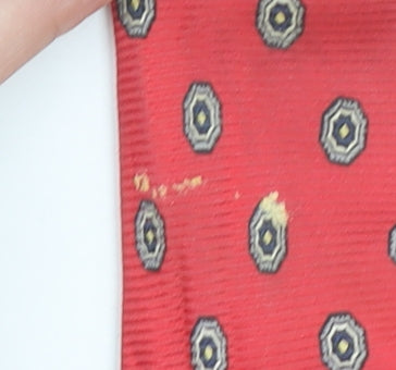 Leonardo Strelli Men's Red Geometric Silk Designer Tie