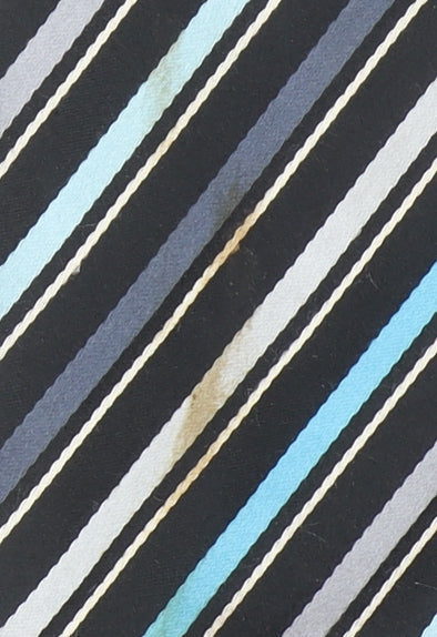 Bäumler Men's Black Striped 100% Silk Slim Tie One Size