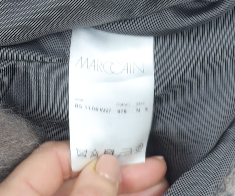 Marc Cain Sports Womens Grey Wool Blend Check Mid-Length Coat Size S
