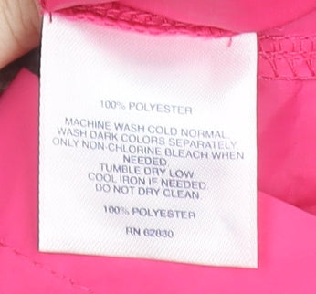 Lands' End Womens Pink Hooded Rain Coat Jacket Size M Water Resistant