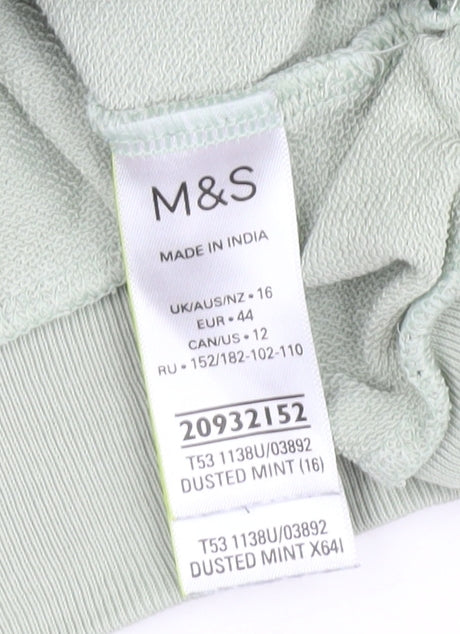 Marks & Spencer Women Dusted Mint Green Ruffle Shoulder Sweatshirt Size 16