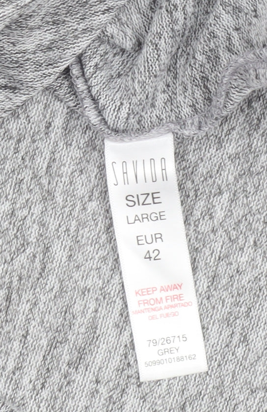Savida Women Grey Beaded Long Sleeve Pullover Jumper Size L