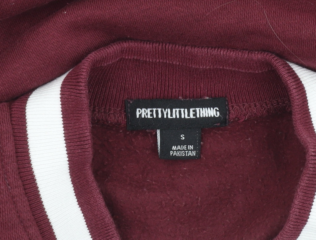 PRETTYLITTLETHING Womens Burgundy Vienna Sports Sweatshirt Size S
