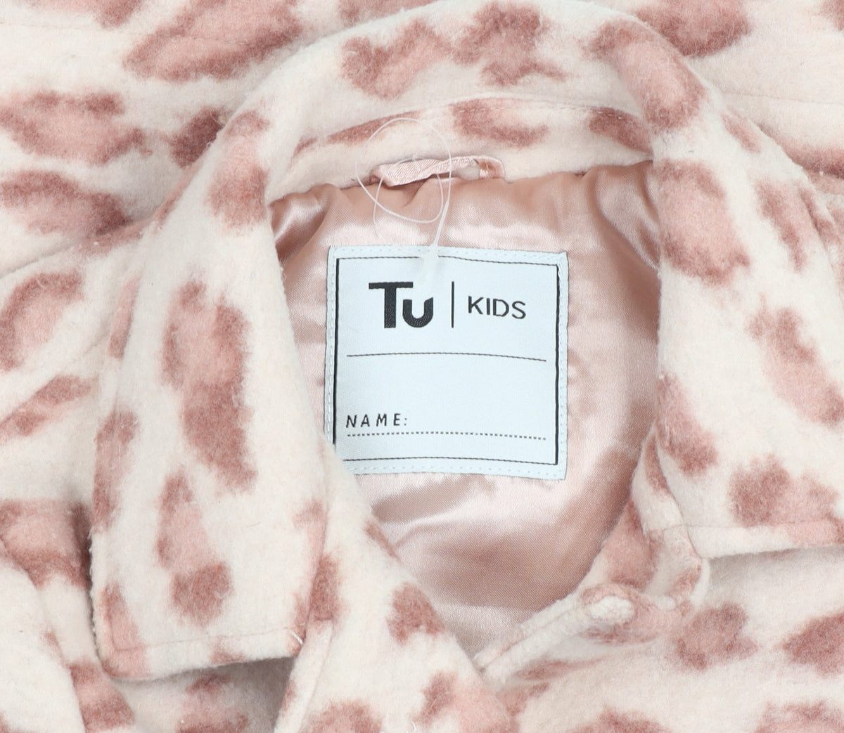 Tu Girls Pink Animal Print Mid-Length Button Coat Age 5-6 Years