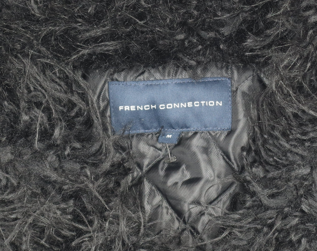 French Connection Women's Black M Parka Coat Faux Fur Hooded Winter Jacket